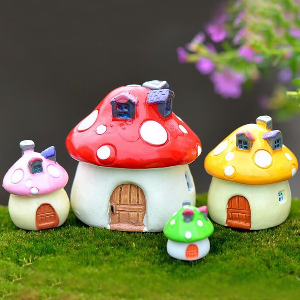 Bonsai Garden World - สวนที่มีสีสันเห็ดตกแต่งบ้าน Miniacture ตุ๊กตาเรซิ่นหัตถกรรมตุ๊กตาเล็กๆ Fairy World Bonsai