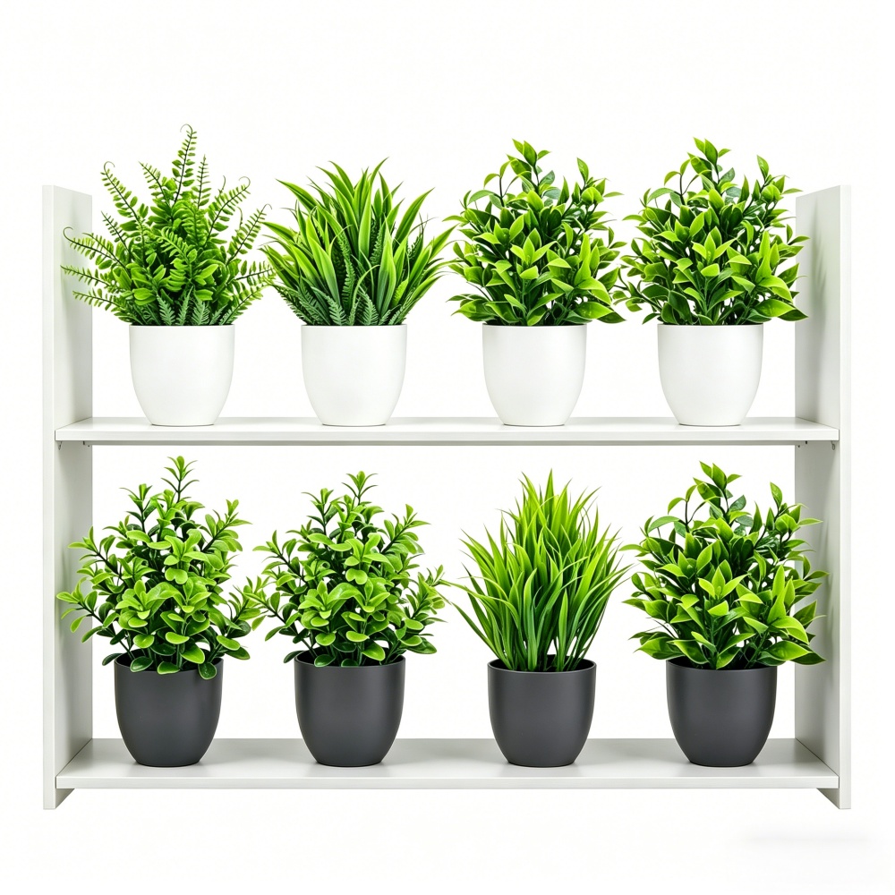Bonsai Garden Home - ชุดต้นไม้ประดิษฐ์ขนาดเล็ก 4 ชิ้น/ชุด ตกแต่งภายในและภายนอกอาคาร ต้นบอนไซสีเขียว สำหรับตกแต่งบ้าน