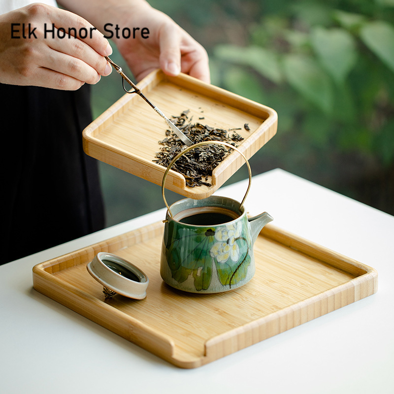 ถาดใส่อาหารทำจากไม้ไผ่ของจีนกล - Bonsai Garden Home บทวิจารณ์และราคา